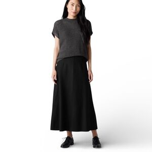Eileen Fisher The System Size Medium Black Felted Wool Jersey A Line Skirt NWT